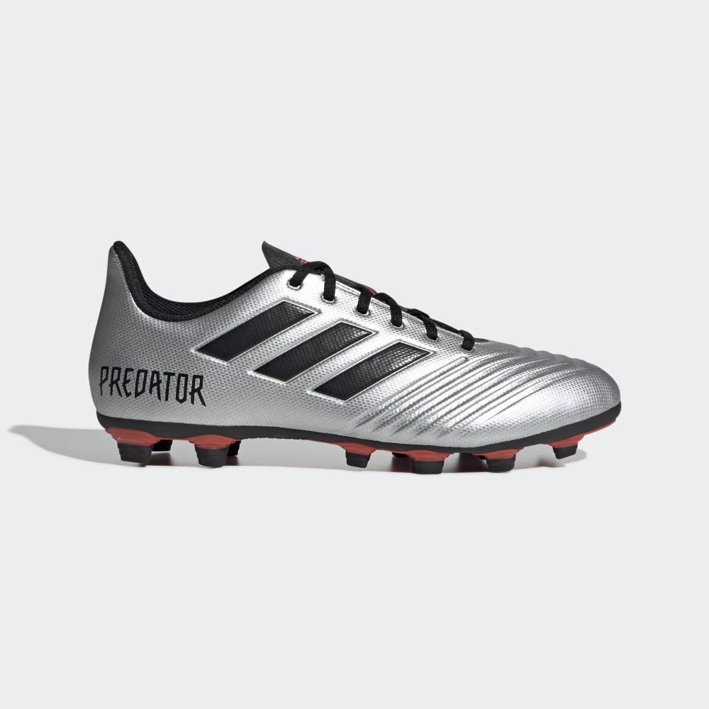 Ghete Fotbal Adidas Predator 19.4 Flexible Ground Barbati Romania - Argintii Metal/Negrii/Rosii F355